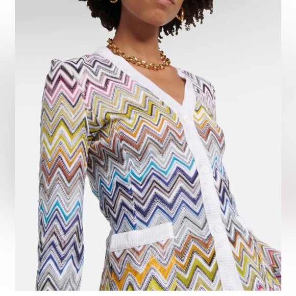 Missoni ZigZag Knit Cardigan Sweater Top 2024 Harrods Multicolor Crochet Rainbow - Picture 10 of 14
